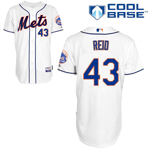 Ryan Reid #43 MLB Jersey-New York Mets Men's Authentic Alternate 2 White Cool Base Baseball Jersey